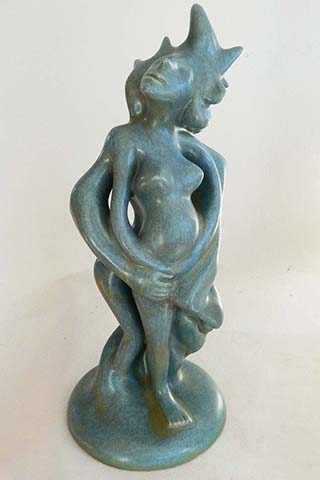 Ceramic Sculpture. Daughter Of Earth And Sky With Ice Blue Glaze by Greg Geffner