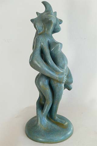 Ceramic Sculpture. Daughter Of Earth And Sky With Ice Blue Glaze by Greg Geffner