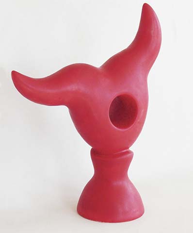 Ceramic Red Heart Sculpture by Greg Geffner - Side