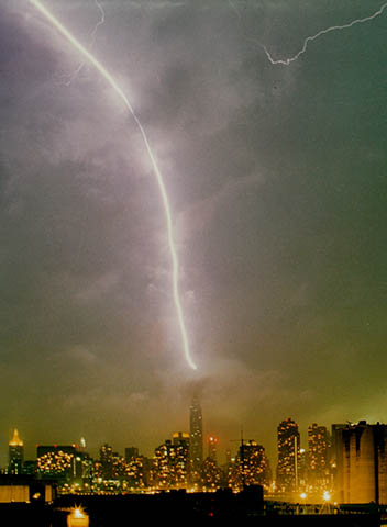 Greg Geffner Photo. Lightning Striking Empire State Building The Night Before 9-11