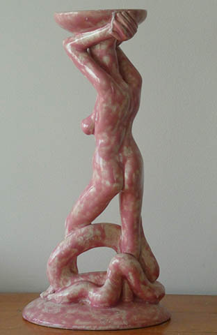 Greg Geffner - Ceramic Sculpture. Bubble Gumb Girl With Snake. Back