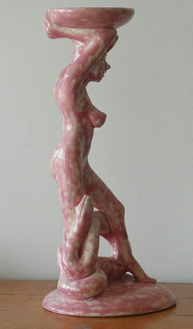 Greg Geffner - Ceramic Sculpture. Bubble Gumb Girl With Snake. Right Side