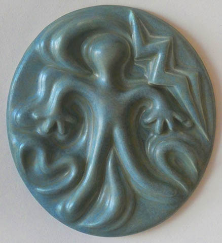 Greg Geffner Ceramic Sculptures. Title: Soul Rising in YIce Blue Glaze.