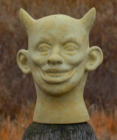 Greg Geffner Ceramic Scupture. Title: Satan Is Satisfied With Our Progress.