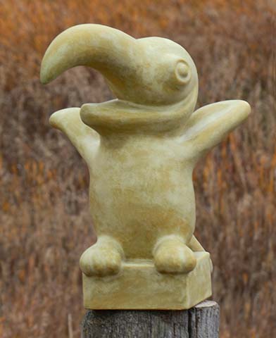 Greg Geffner Ceramic Sculpture. Title: Yellow Ochre Parrot.