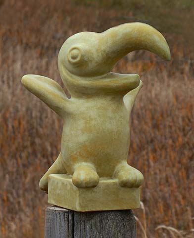 Greg Geffner Ceramic Sculpture. Title: Yellow Ochre Parrot.