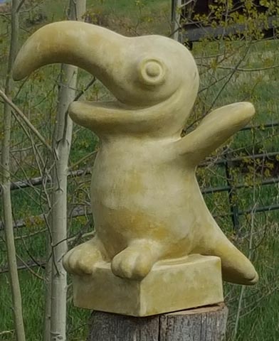 Greg Geffner Ceramic Sculpture. Title: Yellow Ochre Parrot.