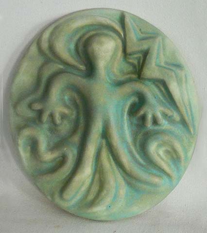 Greg Geffner Ceramic Sculptures. Title: Soul Rising in Light Turquoise Glaze.