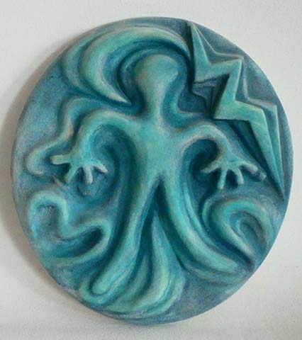 Greg Geffner Ceramic Sculptures. Title: Soul Rising in Blue and Turquoise Glaze.