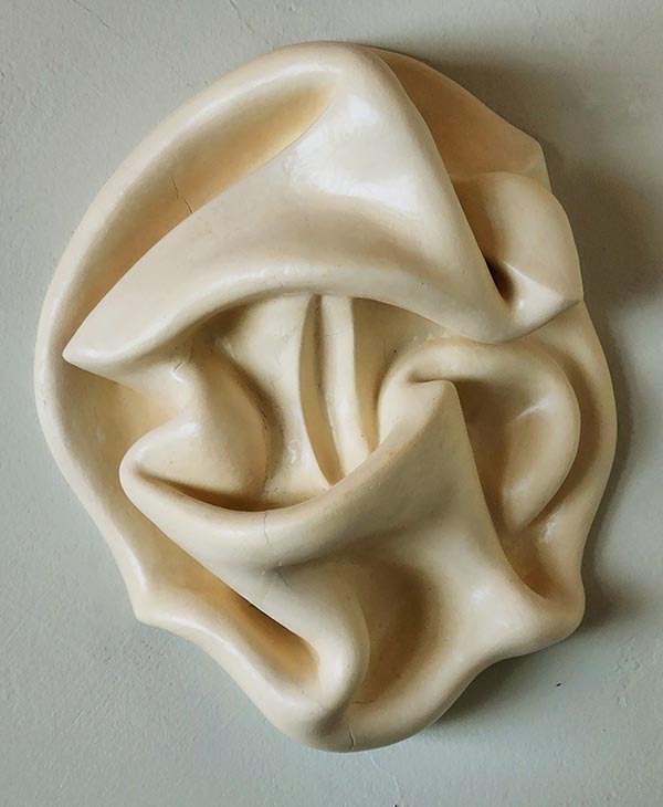 Greg Geffner, Twisted Squished Cello, Ceramic Sculpture. - Front