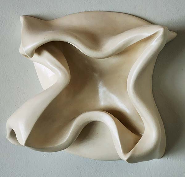 Greg Geffner, Twisted Squished X, Ceramic Sculpture. - Front