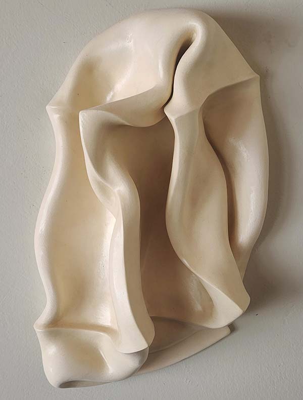 Greg Geffner, Twisted Squished Hot Dog Bun, Ceramic Sculpture. - Front
